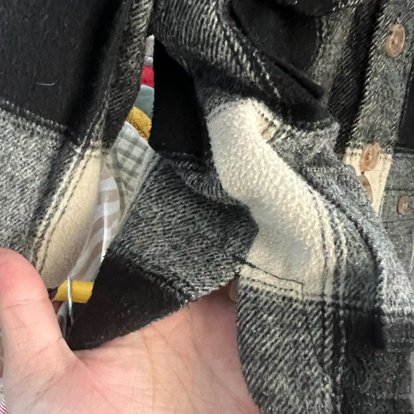 Banana Republic Kids Plaid Jacket with Sherpa Collar - Black and White - Picture 5 of 6